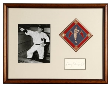 Casey Stengel 15x21” Framed Photo and Autograph, plus  1914 Tobacco Felt